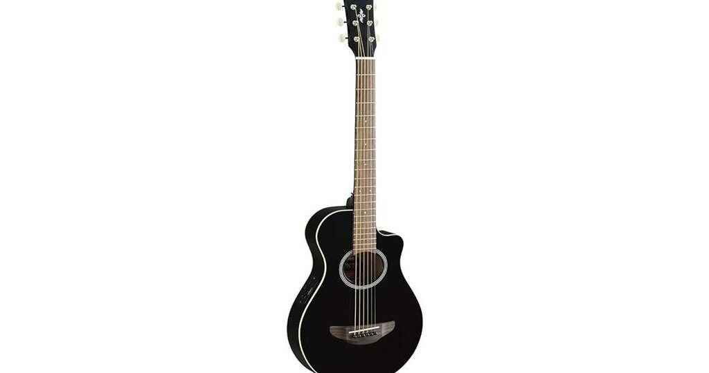 compact black yamaha guitar